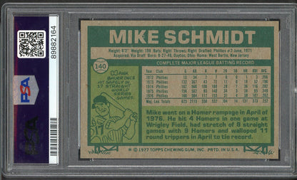 1977 Topps Baseball #140 Mike Schmidt Phillies PSA 8 NM/MT 565228