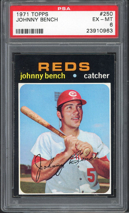 1971 Topps Baseball #250 Johnny Bench Reds PSA 6 EX-MT 565231