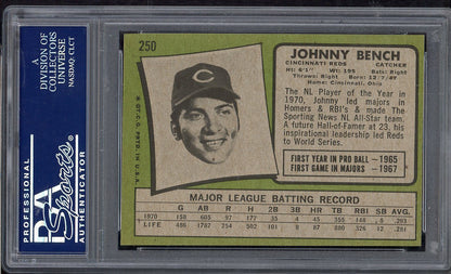 1971 Topps Baseball #250 Johnny Bench Reds PSA 6 EX-MT 565231