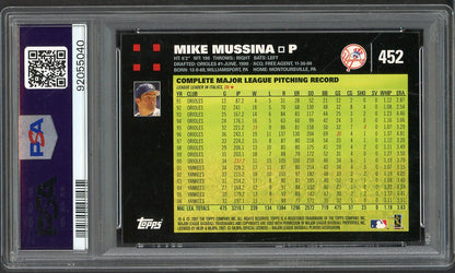 2007 Topps #452 Mike Mussina Yankees PSA 9 MINT 565238