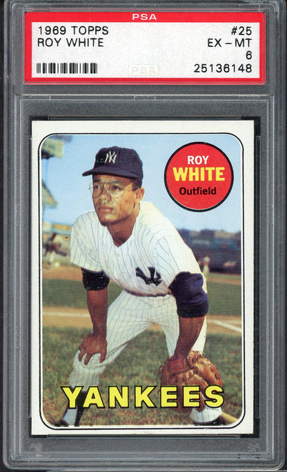 1969 Topps Baseball # 25 Roy White Yankees PSA 6 EX-MT 565239