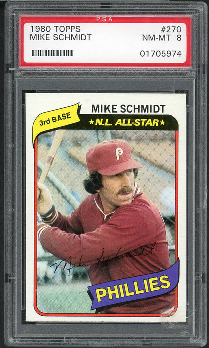 1980 Topps Baseball #270 Mike Schmidt Phillies PSA 8 NM/MT 565242