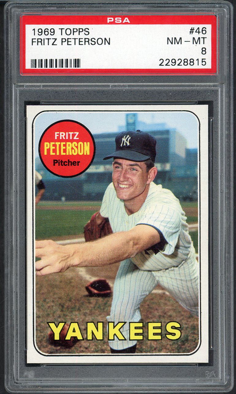 1969 Topps Baseball # 46 Fritz Peterson Yankees PSA 8 NM/MT 565246