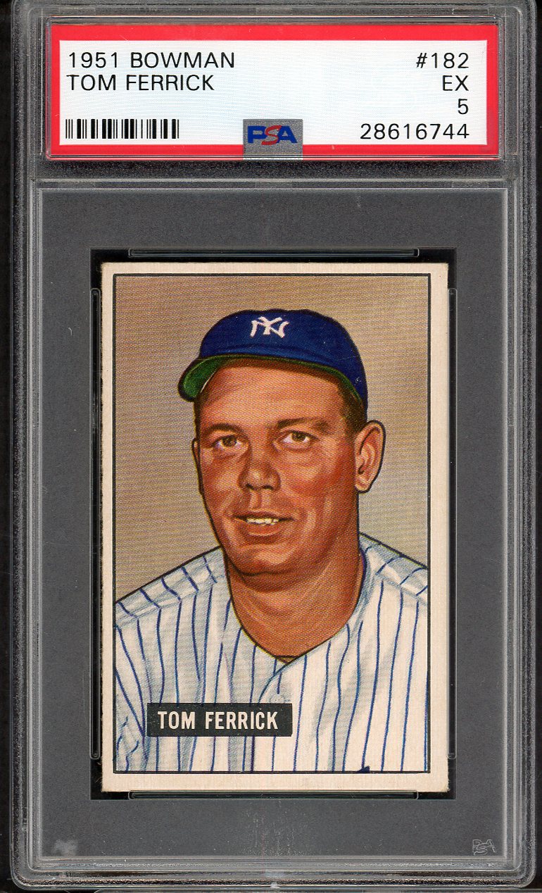 1951 Bowman Baseball #182 Tom Ferrick Yankees PSA 5 EX 565248