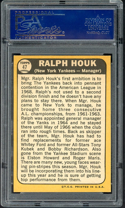 1968 Topps Baseball # 47 Ralph Houk Yankees PSA 9 MINT 565249