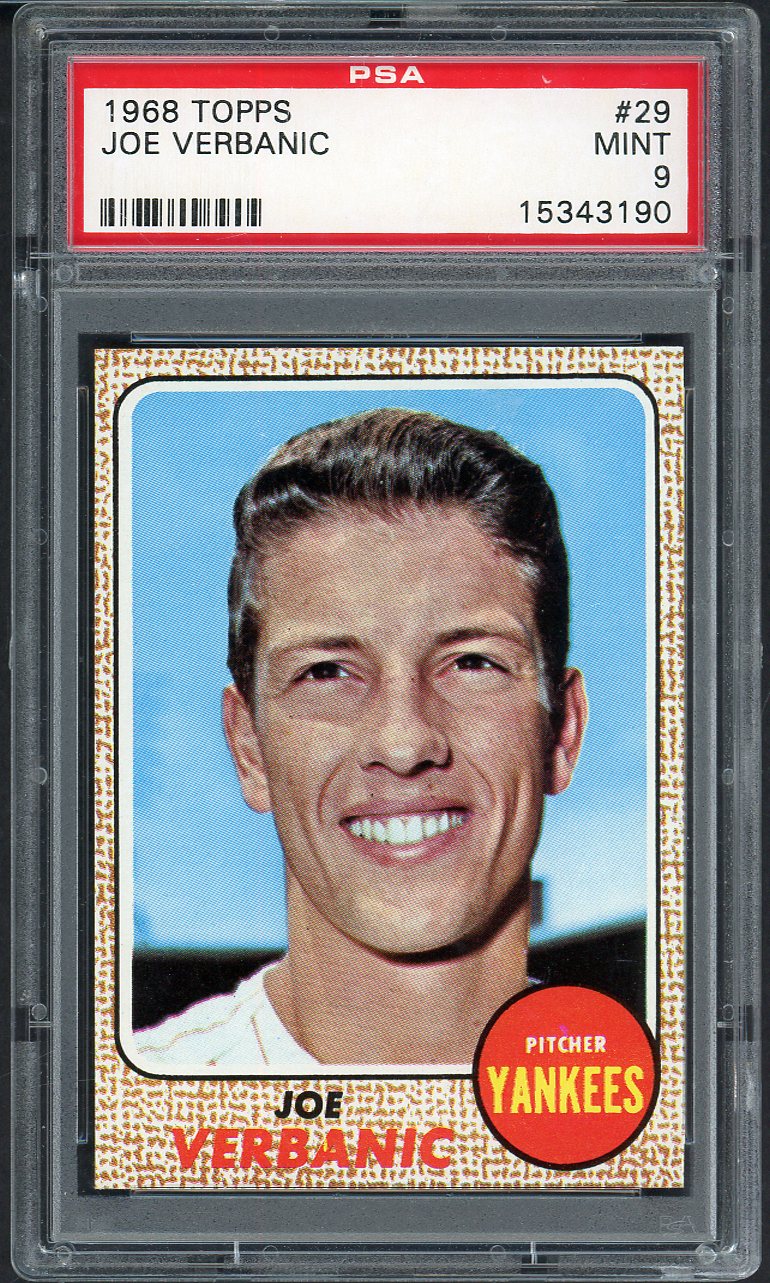 1968 Topps Baseball # 29 Joe Verbanic Yankees PSA 9 MINT 565250