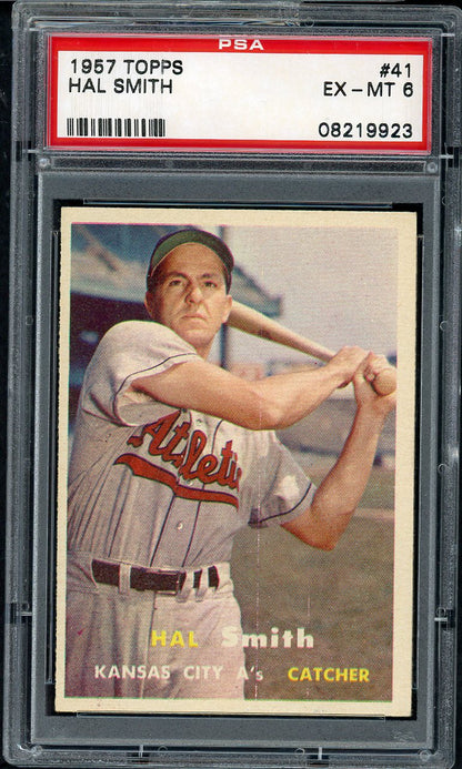 1957 Topps Baseball # 41 Hal Smith A's PSA 6 EX-MT 565253