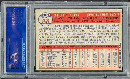 1957 Topps Baseball # 43 Connie Johnson Orioles PSA 6 EX-MT 565255