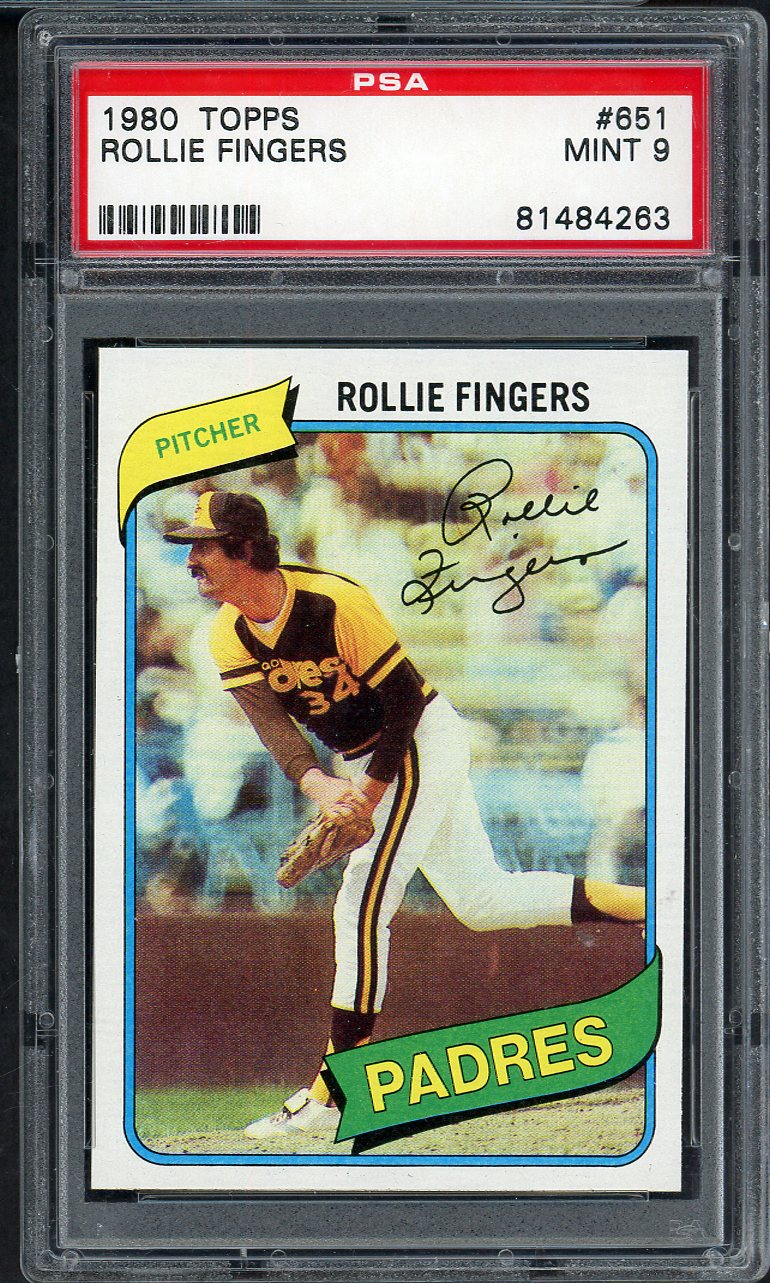 1980 Topps Baseball #651 Rollie Fingers Padres PSA 9 MINT 565262