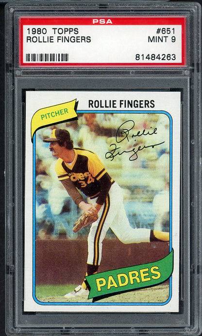 1980 Topps Baseball #651 Rollie Fingers Padres PSA 9 MINT 565262
