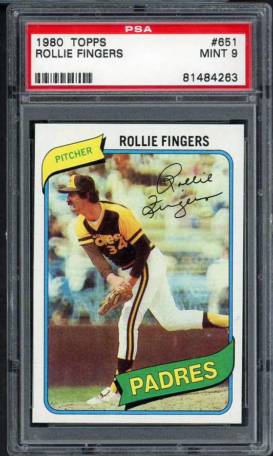 1980 Topps Baseball #651 Rollie Fingers Padres PSA 9 MINT 565262