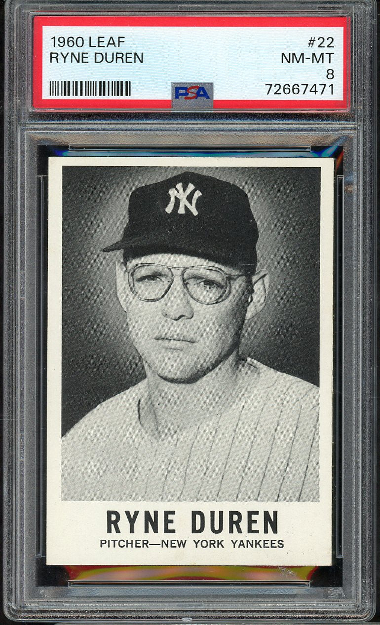 1960 Leaf Baseball # 22 Ryne Duren Yankees PSA 8 NM/MT 565263