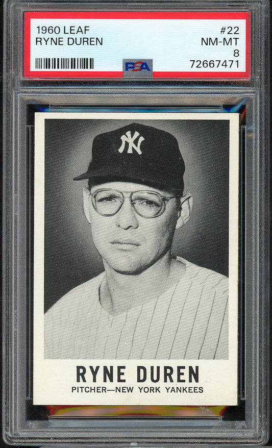 1960 Leaf Baseball # 22 Ryne Duren Yankees PSA 8 NM/MT 565263