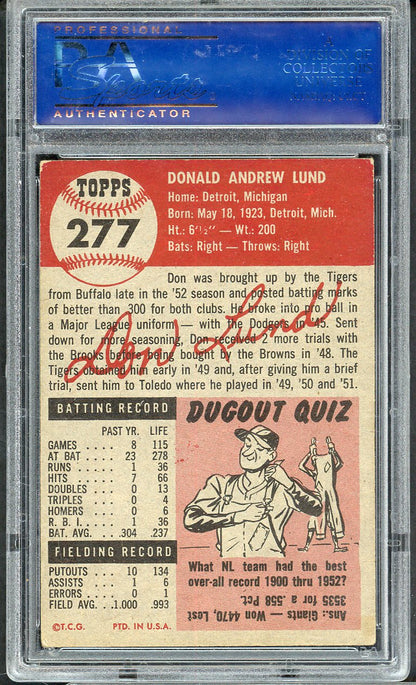 1953 Topps Baseball #277 Don Lund Tigers PSA 5 EX 565264