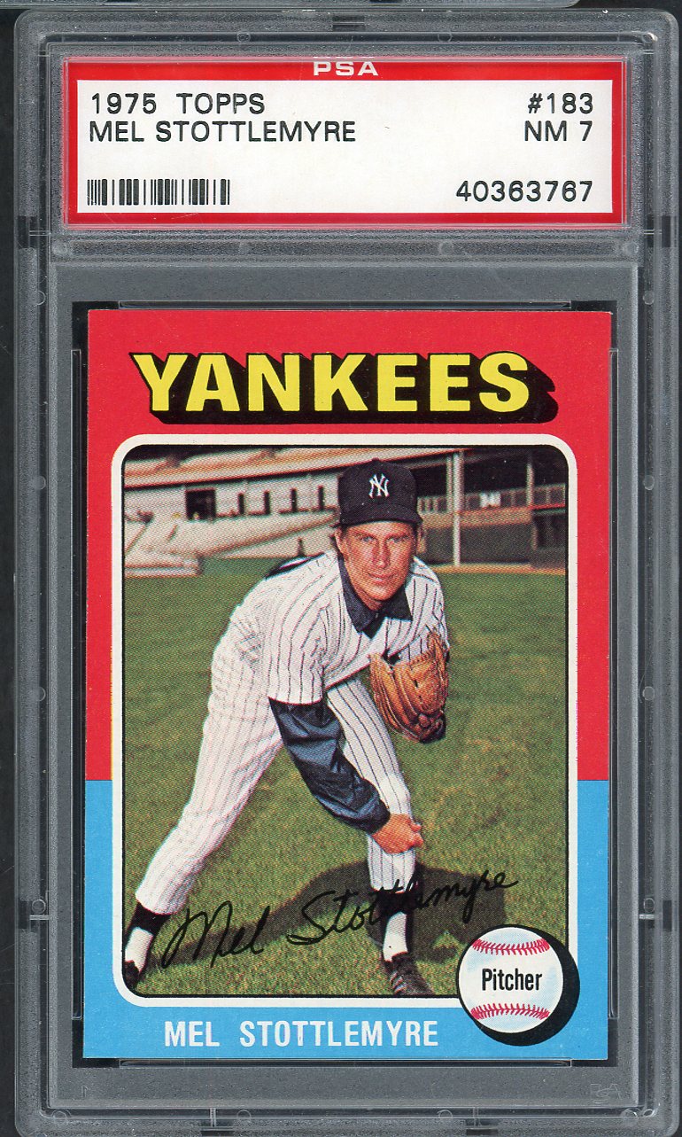 1975 Topps Baseball #183 Mel Stottlemyre Yankees PSA 7 NM 565266