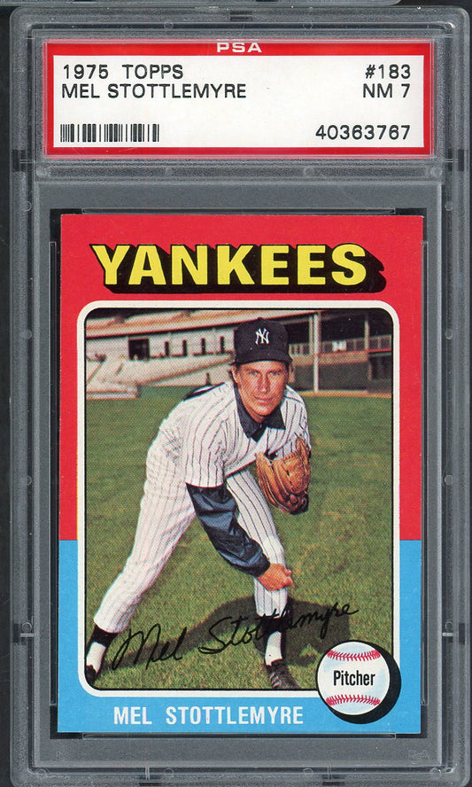 1975 Topps Baseball #183 Mel Stottlemyre Yankees PSA 7 NM 565266