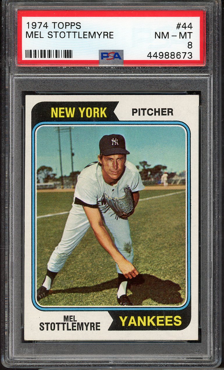 1974 Topps Baseball # 44 Mel Stottlemyre Yankees PSA 8 NM/MT 565267