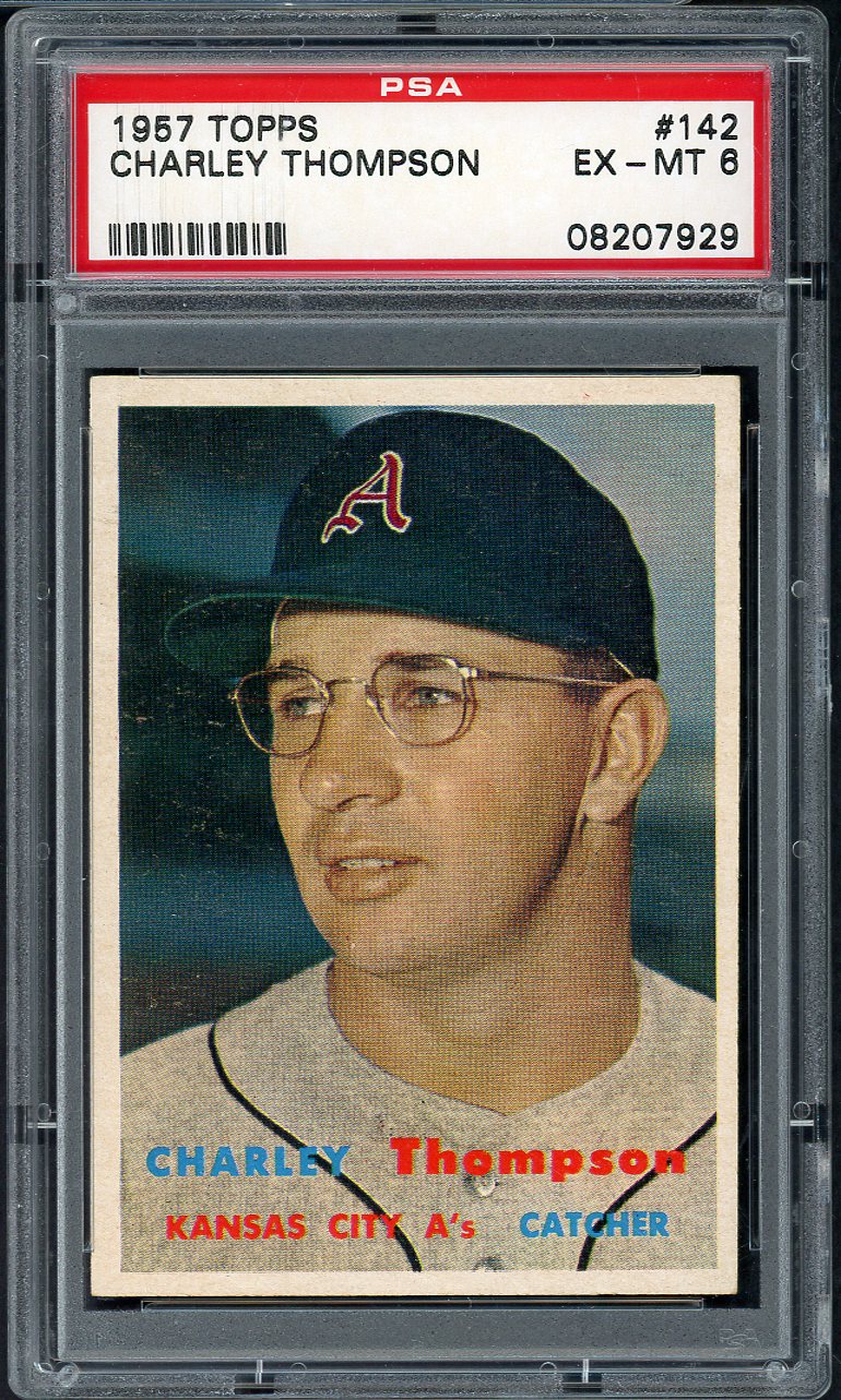 1957 Topps Baseball #142 Charley Thompson A's PSA 6 EX-MT 565269