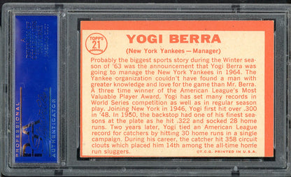 1964 Topps Baseball # 21 Yogi Berra Yankees PSA 8 NM/MT oc 565271