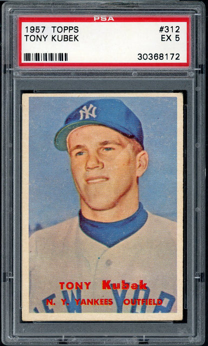 1957 Topps Baseball #312 Tony Kubek Yankees PSA 5 EX 565273