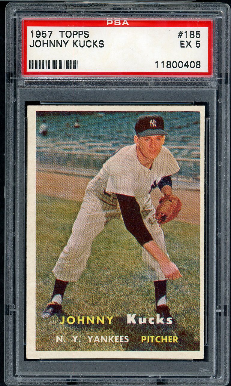 1957 Topps Baseball #185 Johnny Kucks Yankees PSA 5 EX 565274