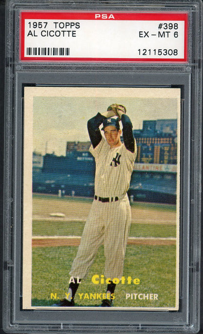 1957 Topps Baseball #398 Al Cicotte Yankees PSA 6 EX-MT 565276