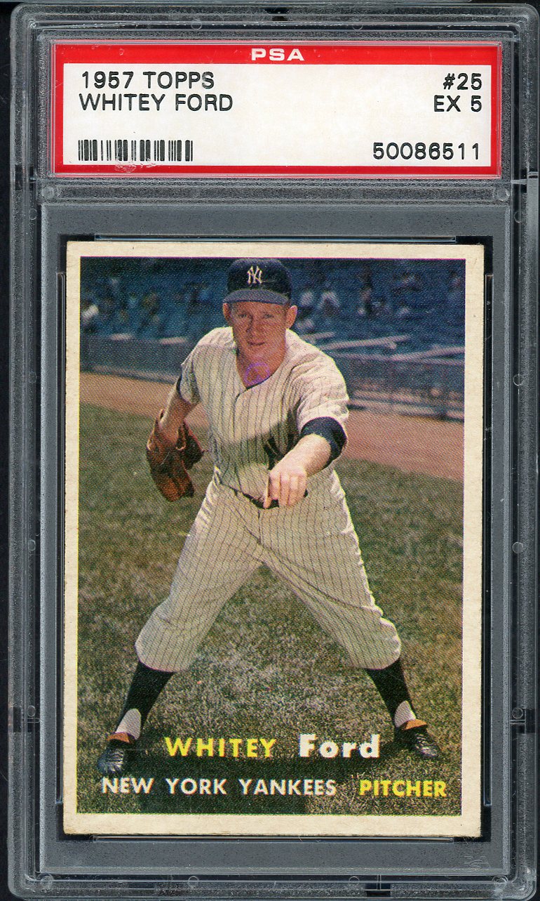 1957 Topps Baseball # 25 Whitey Ford Yankees PSA 5 EX 565281