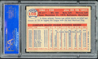 1957 Topps Baseball #108 Tommy Byrne Yankees PSA 5 EX 565282