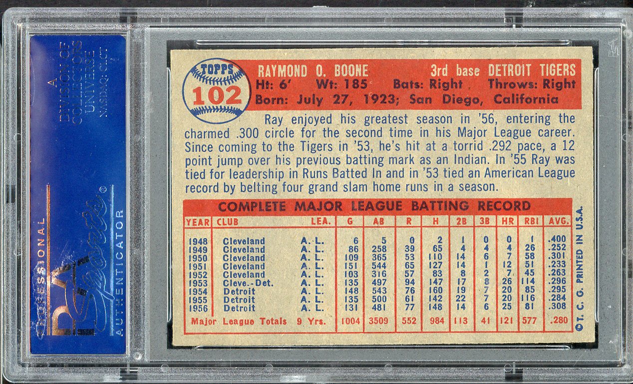 1957 Topps Baseball #102 Ray Boone Tigers PSA 6 EX-MT 565283