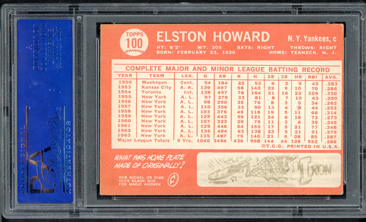 1964 Topps Baseball #100 Elston Howard Yankees PSA 5 EX 565284