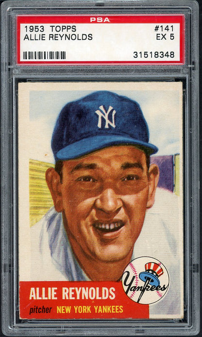 1953 Topps Baseball #141 Allie Reynolds Yankees PSA 5 EX 565289