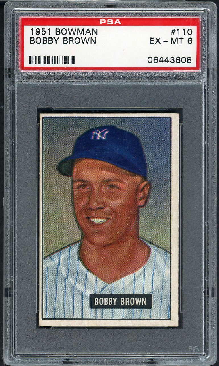 1951 Bowman Baseball #110 Bobby Brown Yankees PSA 6 EX-MT 565290