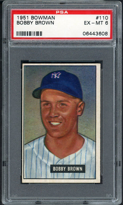 1951 Bowman Baseball #110 Bobby Brown Yankees PSA 6 EX-MT 565290