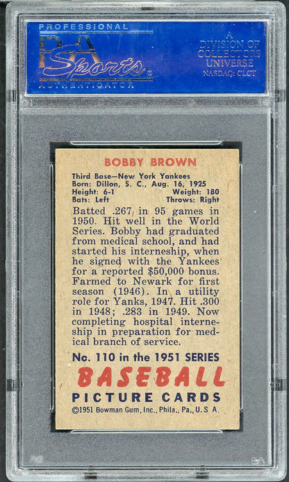 1951 Bowman Baseball #110 Bobby Brown Yankees PSA 6 EX-MT 565290