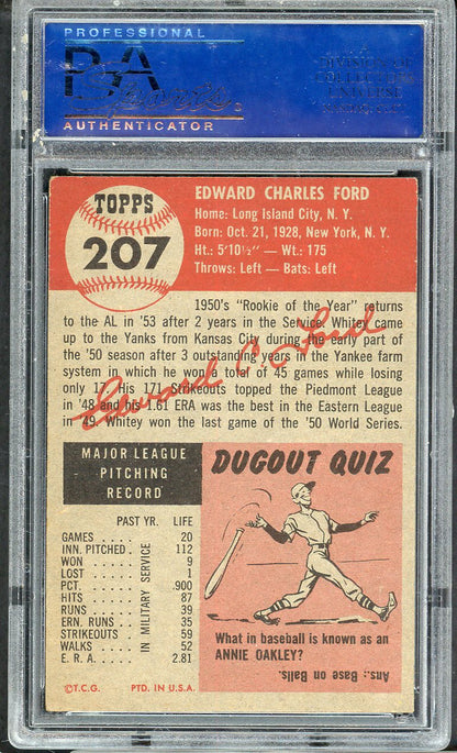 1953 Topps Baseball #207 Whitey Ford Yankees PSA 5 EX 565292