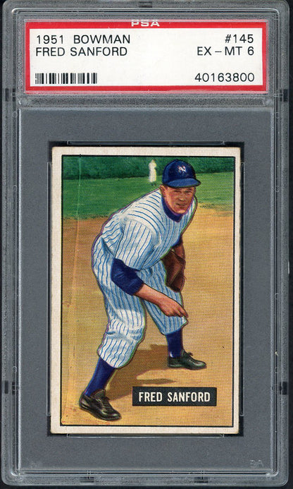 1951 Bowman Baseball #145 Fred Sanford Yankees PSA 6 EX-MT 565293