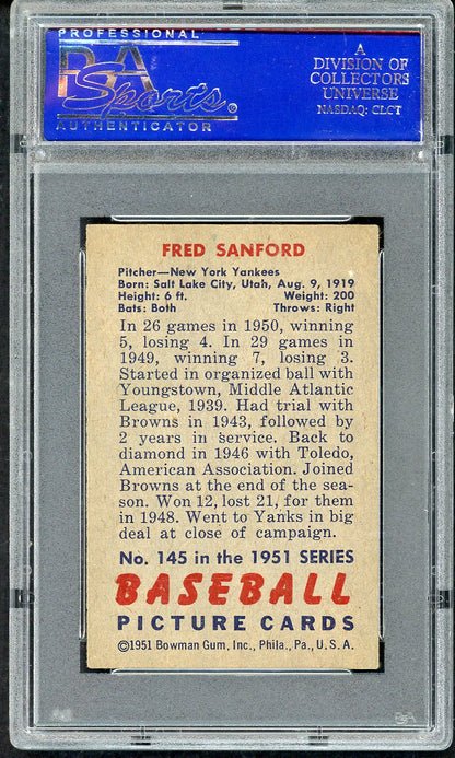 1951 Bowman Baseball #145 Fred Sanford Yankees PSA 6 EX-MT 565293
