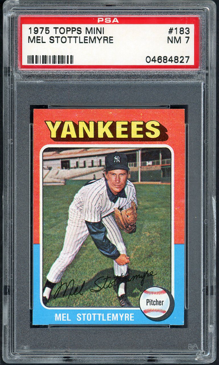 1975 Topps Baseball Mini #183 Mel Stottlemyre Yankees PSA 7 NM 565294