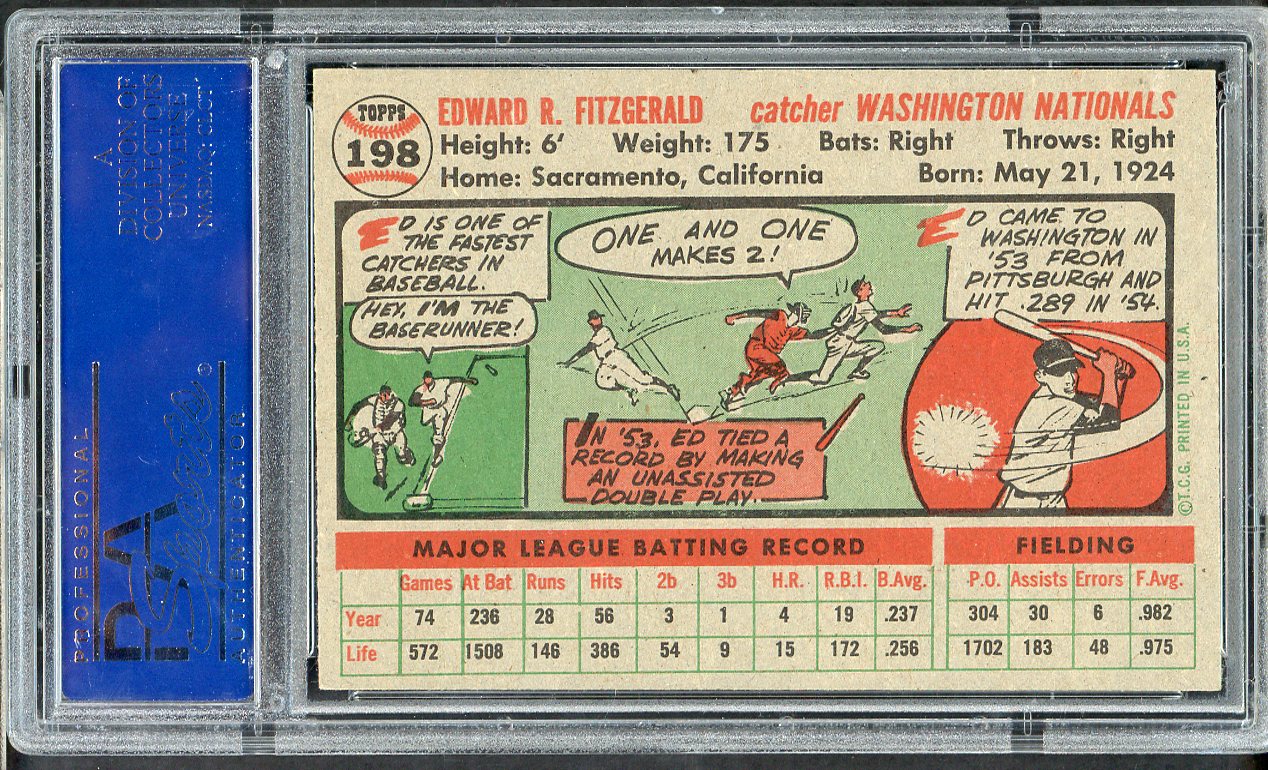 1956 Topps Baseball #198 Ed Fitzgerald Senators PSA 6 EX-MT 565296