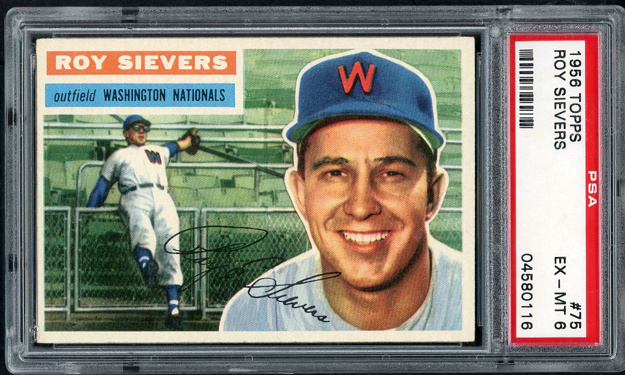 1956 Topps Baseball # 75 Roy Sievers Senators PSA 6 EX-MT Gray 565297
