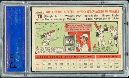 1956 Topps Baseball # 75 Roy Sievers Senators PSA 6 EX-MT Gray 565297