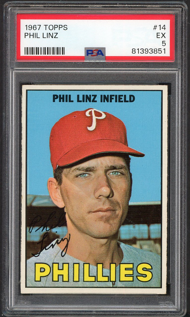 1967 Topps Baseball # 14 Phil Linz Phillies PSA 5 EX 565298
