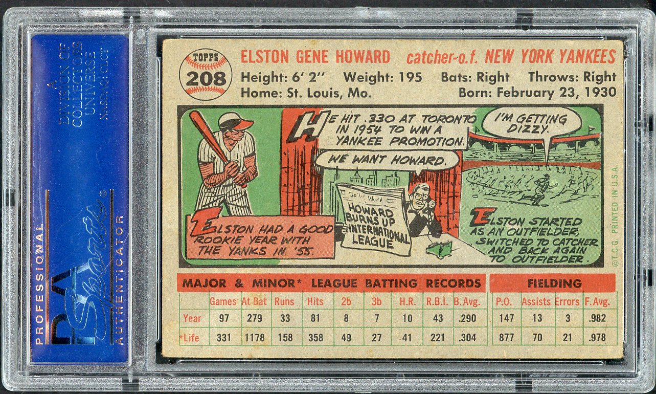1956 Topps Baseball #208 Elston Howard Yankees PSA 5 EX 565301