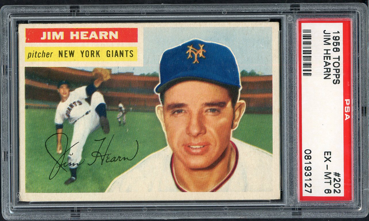 1956 Topps Baseball #202 Jim Hearn Giants PSA 6 EX-MT 565302