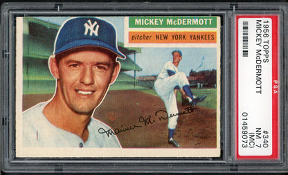 1956 Topps Baseball #340 Mickey McDermott Yankees PSA 7 NM mc 565304