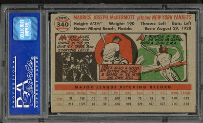 1956 Topps Baseball #340 Mickey McDermott Yankees PSA 7 NM mc 565304