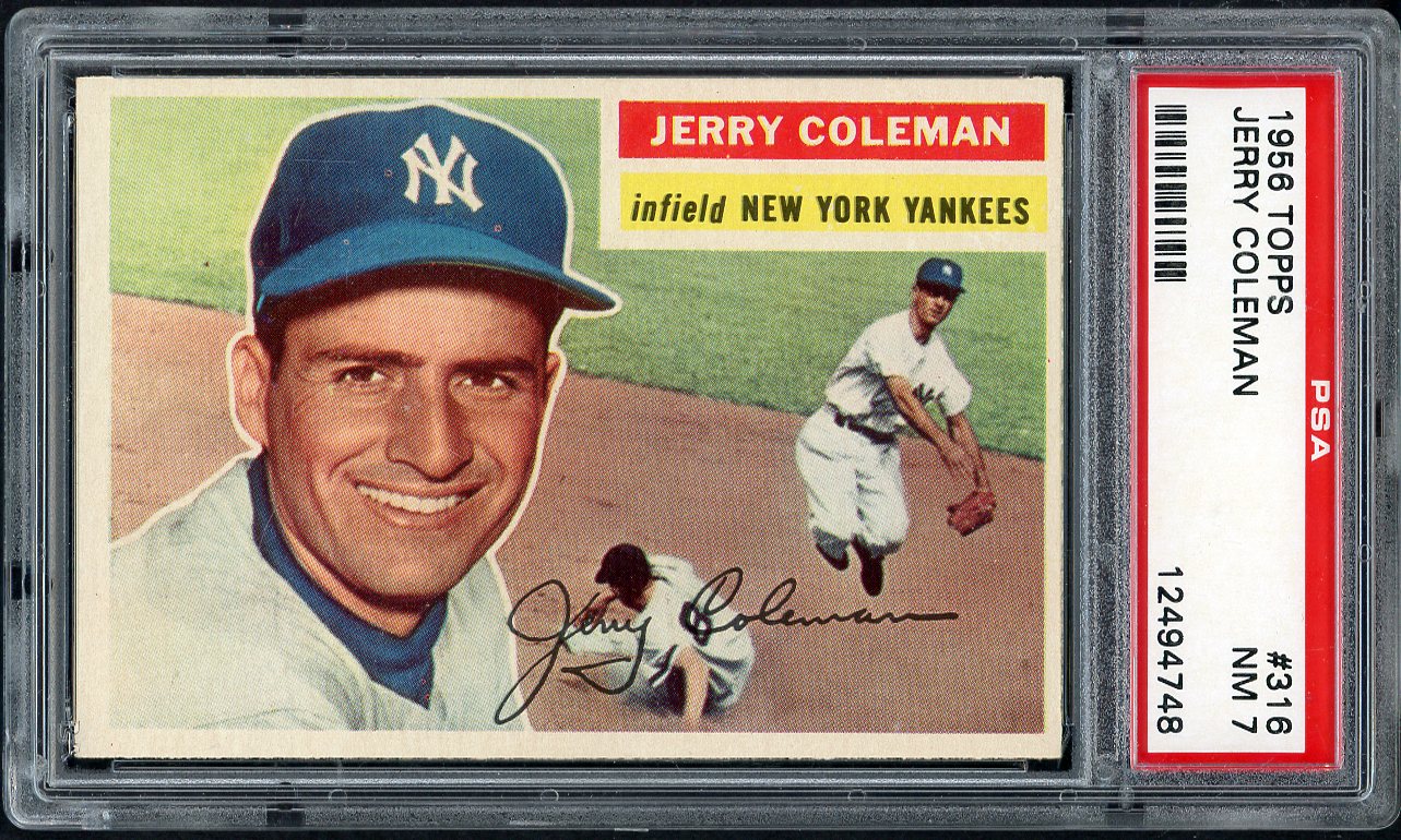 1956 Topps Baseball #316 Jerry Coleman Yankees PSA 7 NM 565305
