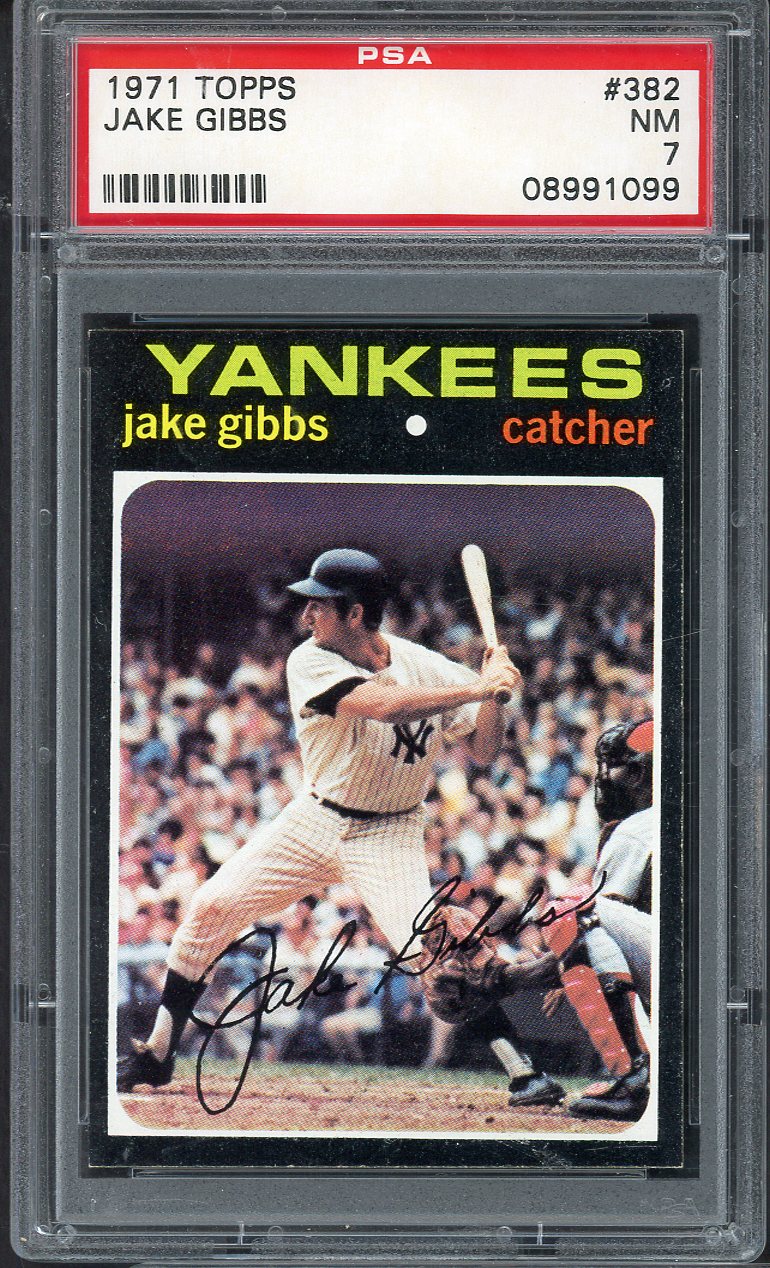 1971 Topps Baseball #382 Jake Gibbs Yankees PSA 7 NM 565307