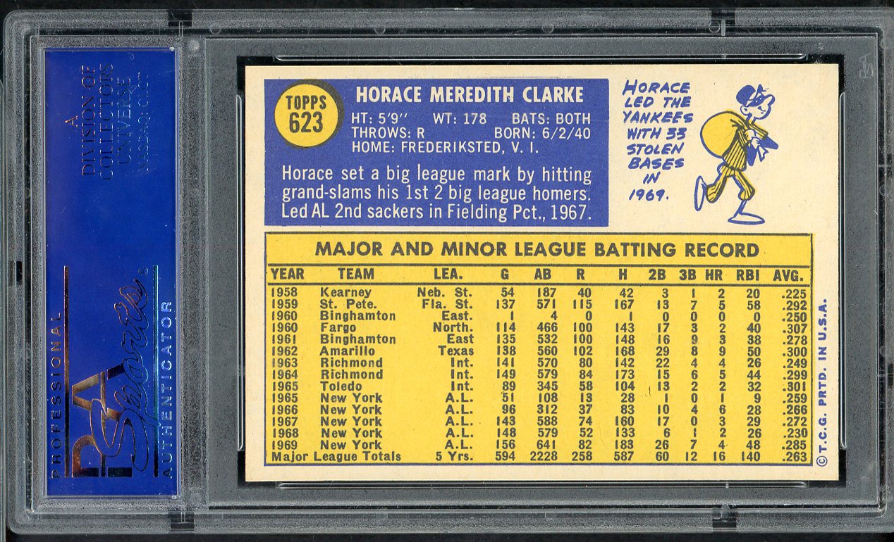 1970 Topps Baseball #623 Horace Clarke Yankees PSA 9 MINT 565308