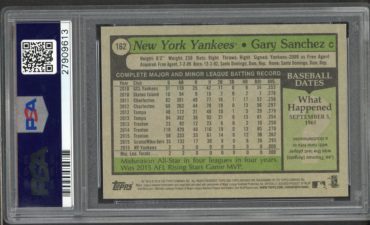 2016 Topps Archives #162 Gary Sanchez Yankees PSA 10 GEM MINT 565312
